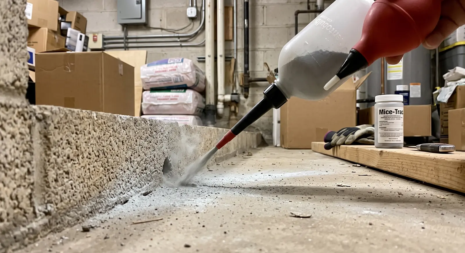 Injection de poudre contaminante le long des fondations